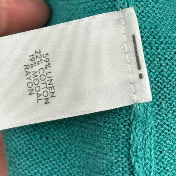 J. Jill Womens Teal Open Front Cardigan sweater size XL linen blend - Picture 4 of 14